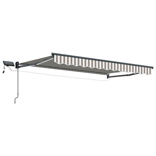 Manual Retractable Awning with LEDs Light Grey and White