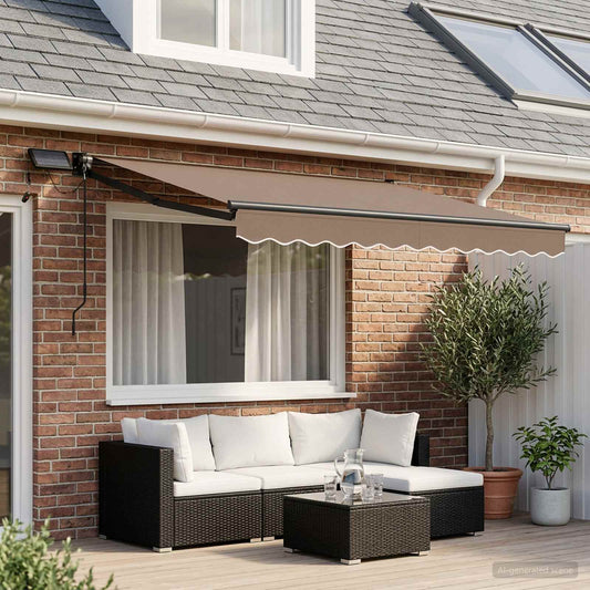 Manual Retractable Awning with LEDs Taupe