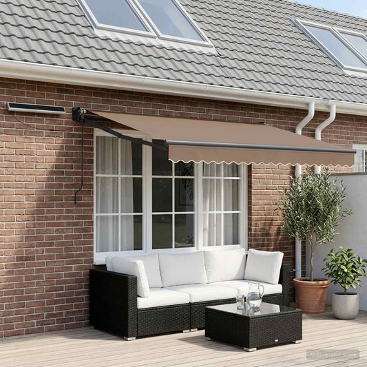 Electric Retractable Awning Taupe 3.5 x 2 m
