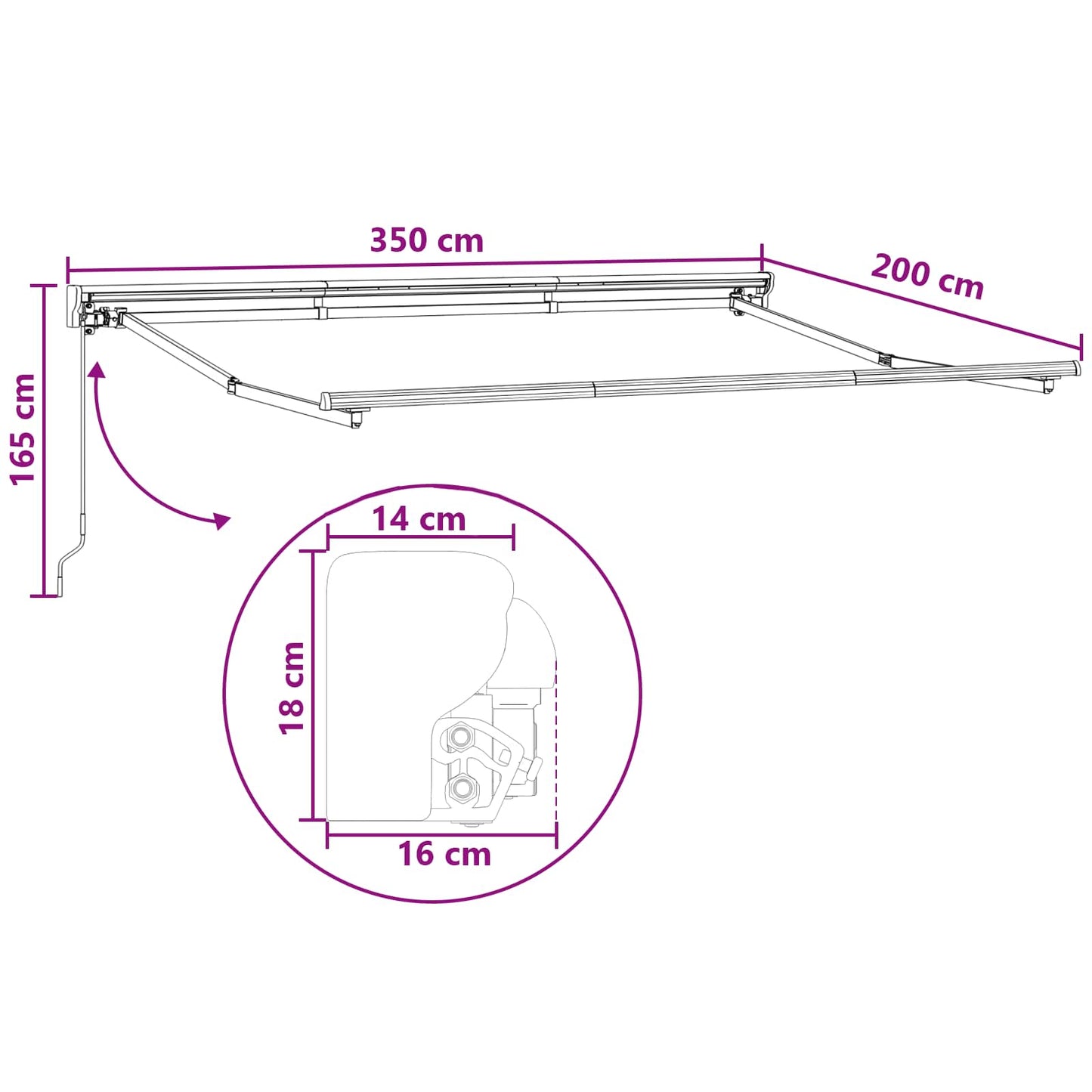 Retractable Awning Taupe 3.5 x 2 m Polyester and Aluminium