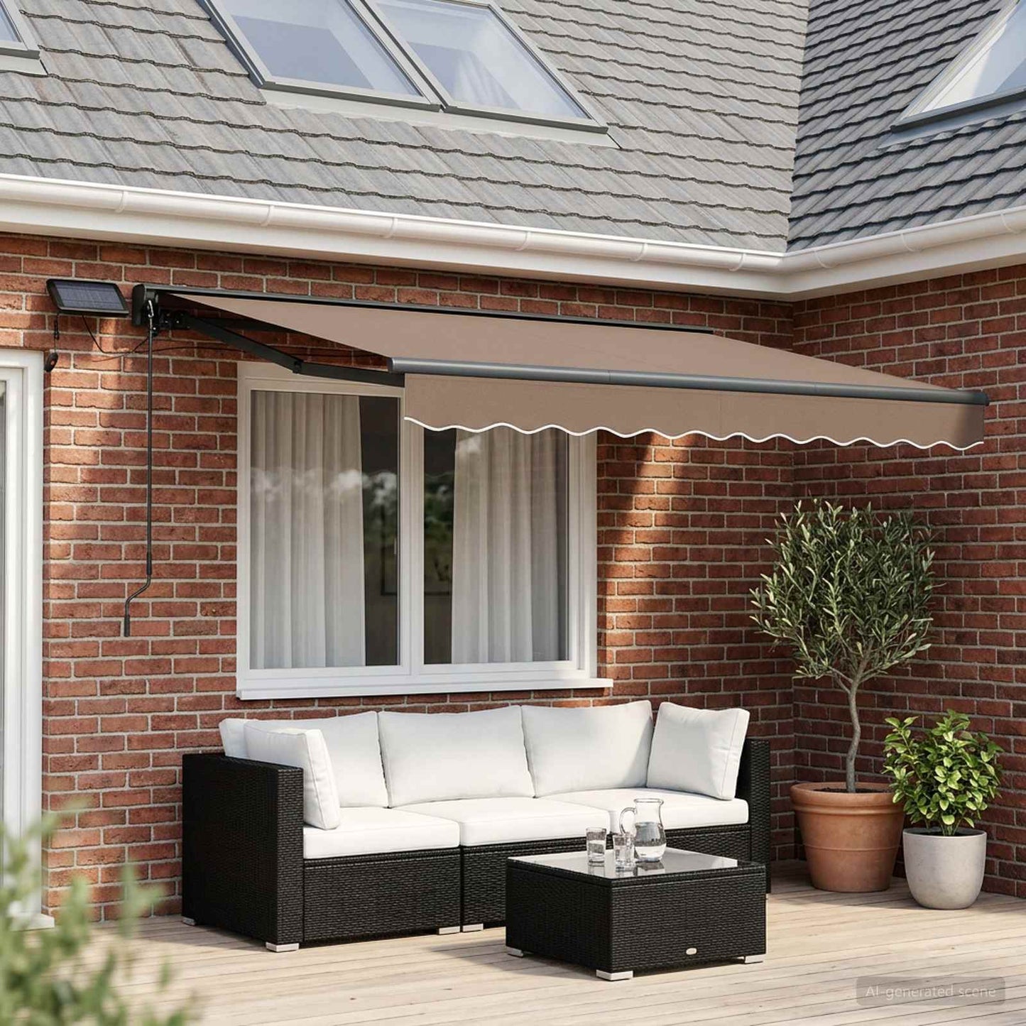 Manual Awning Frame with LEDs Taupe 3.5 x 2 m