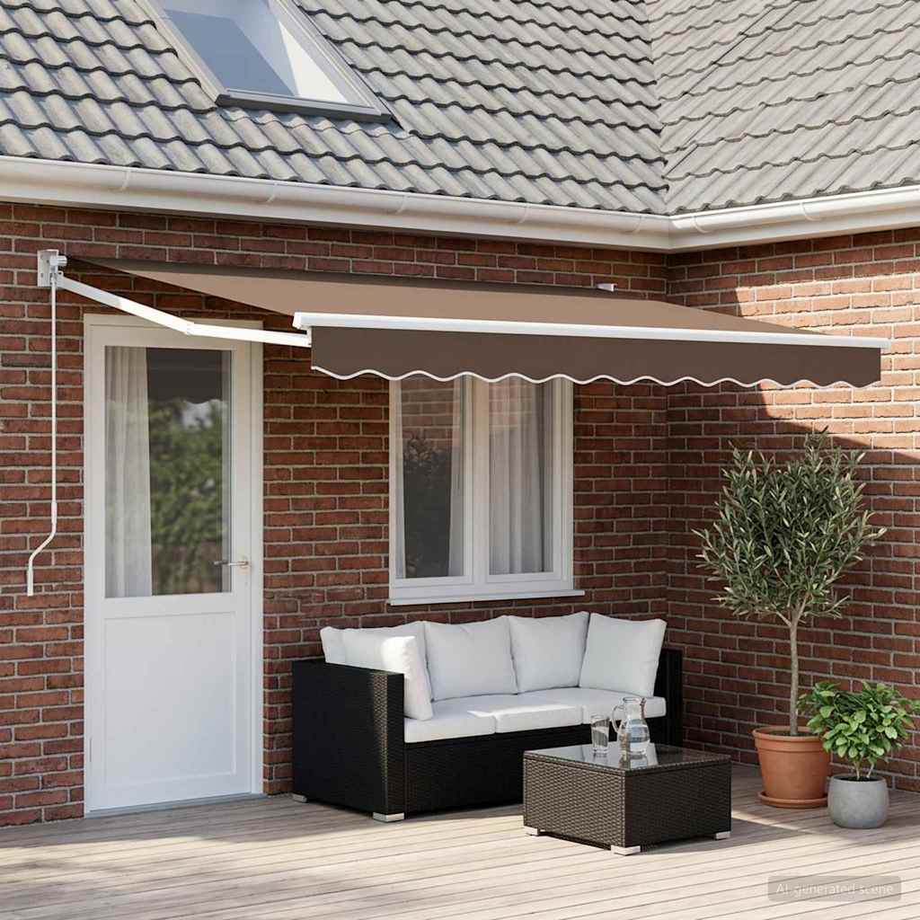 Retractable Awning Taupe 4 x 2 m 100% Polyester and Aluminium
