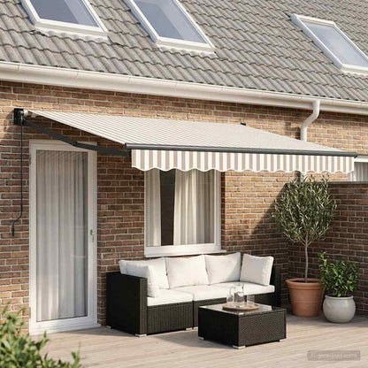 Retractable Awning Light Grey and White 4 x 2 m