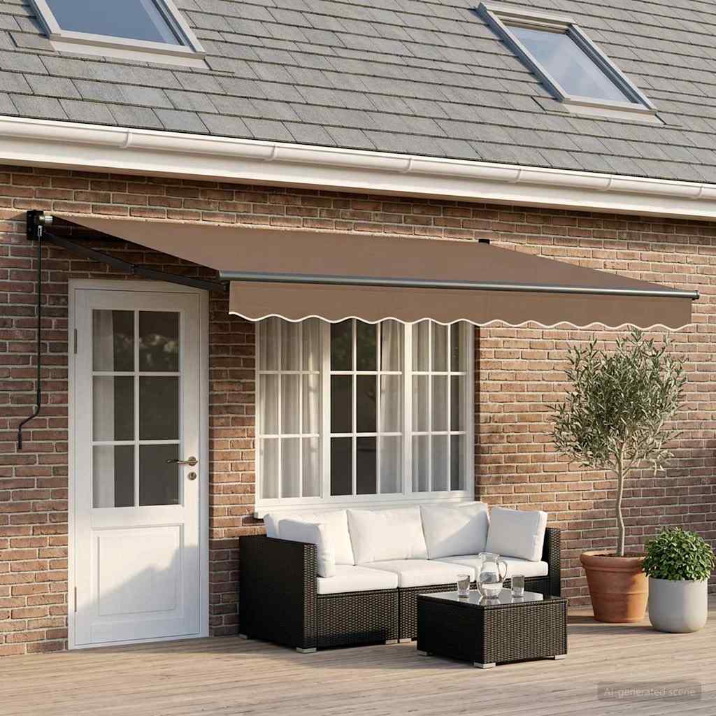 Retractable Awning Taupe 4 x 2 m 100% Polyester and Aluminium