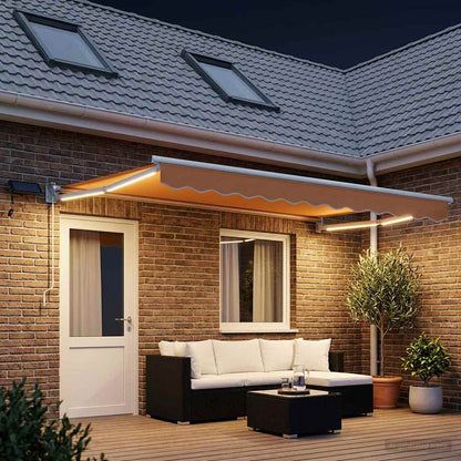 Manual Retractable Awning with LEDs Sand