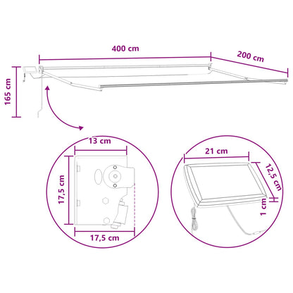 Manual Retractable Awning with LEDs Sand