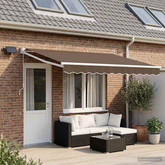 Manual Retractable Awning with LEDs Taupe