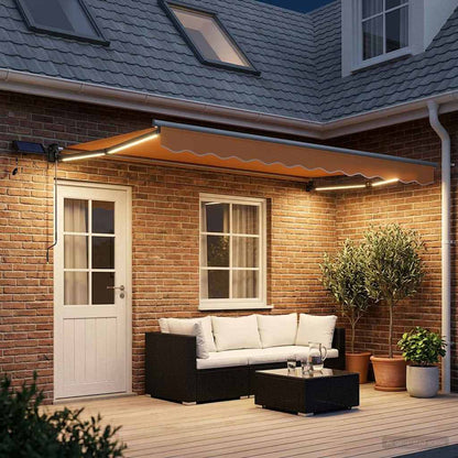 Manual Retractable Awning with LEDs Sand