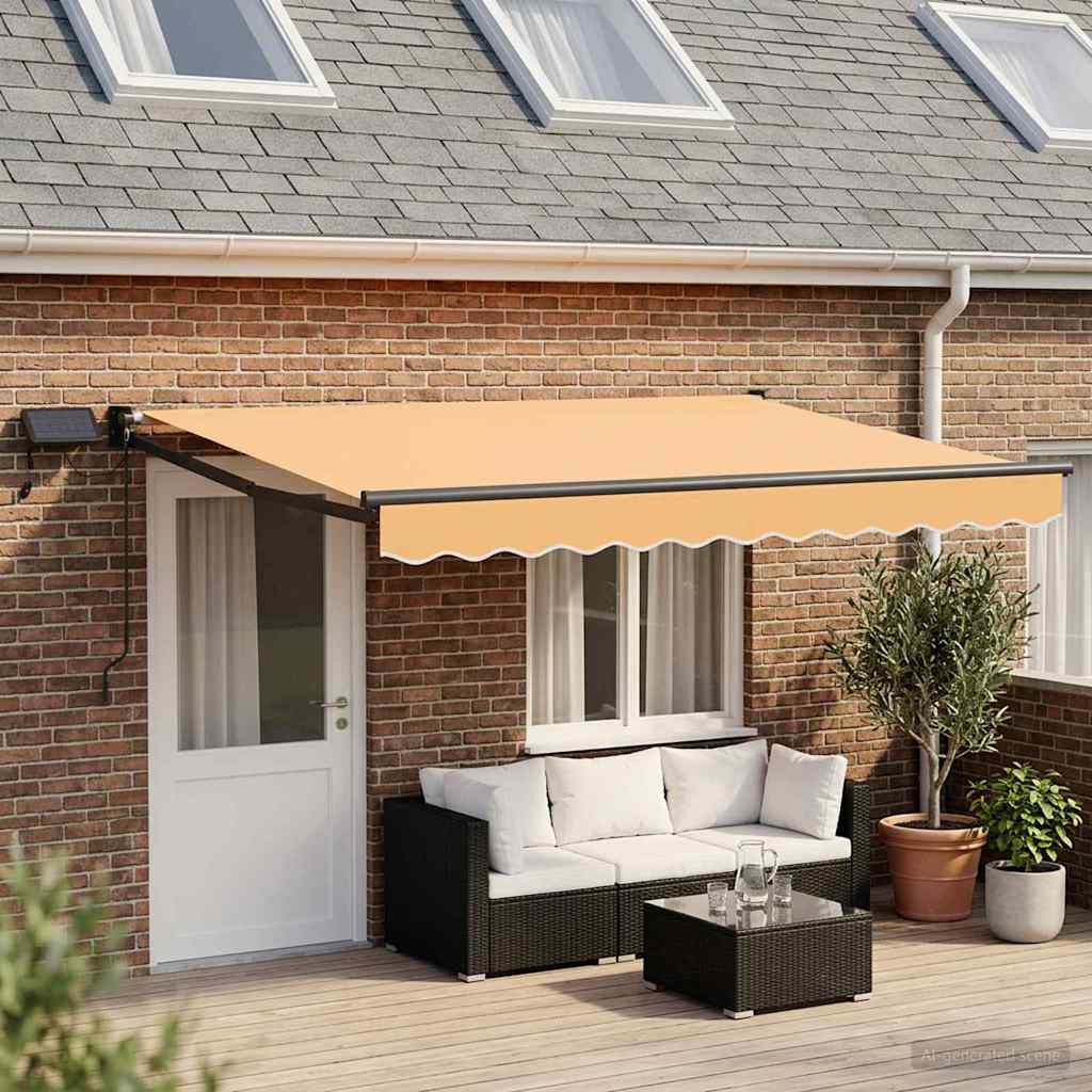 Manual Retractable Awning with LEDs Sand