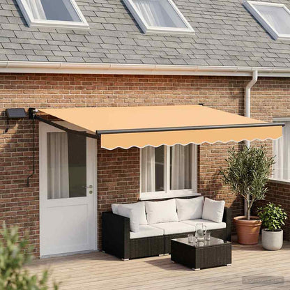 Manual Retractable Awning with LEDs Sand
