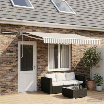 Electric Retractable Awning Light Grey and White 4 x 3 m