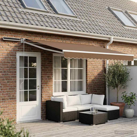 Electric Retractable Awning Taupe 4.5 x 3 m