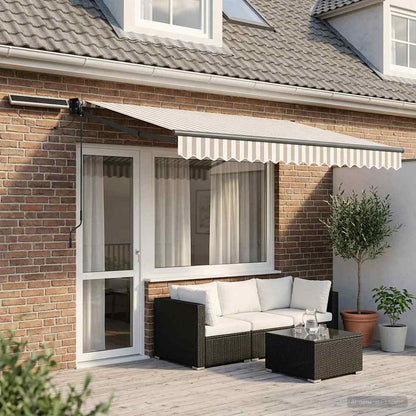 Electric Retractable Awning Light Grey and White 4 x 3 m