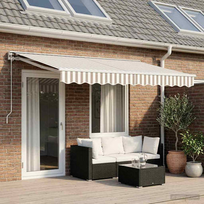 Manual Retractable Awning Light Grey and White 4.5 x 3 m