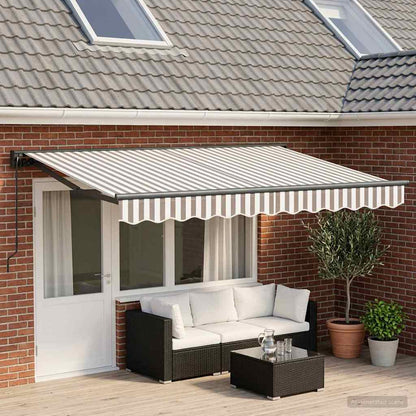 Manual Retractable Awning Light Grey and White 4 x 3.5 m