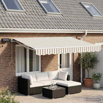 Manual Awning Frame with LEDs Light Grey and White 4 x 2 m