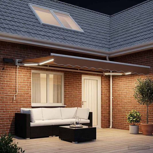 Manual Awning Frame with LEDs Sand 4 x 3.5 m