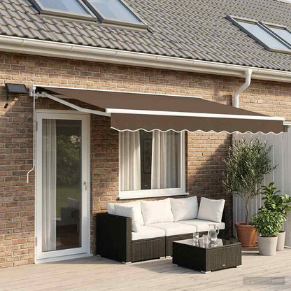 Manual Awning Frame with LEDs Taupe 4 x 3 m
