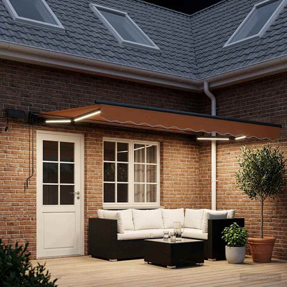Manual Awning Frame with LEDs Sand 5 x 3.5 m