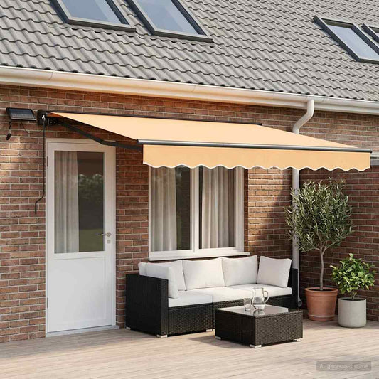 Manual Awning Frame with LEDs Sand 5 x 3.5 m