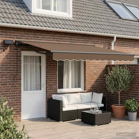 Manual Awning Frame with LEDs Taupe 4 x 3 m