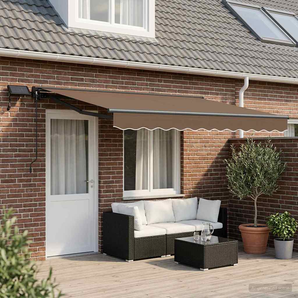 Manual Awning Frame with LEDs Taupe 4 x 3 m