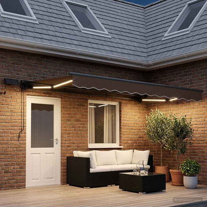 Manual Awning Frame with LEDs Taupe 4 x 2 m