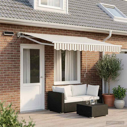 Electric Retractable Awning Light Grey and White 4 x 3.5 m