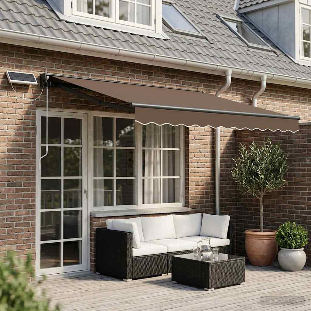 Electric Retractable Awning Taupe 4.5 x 3 m