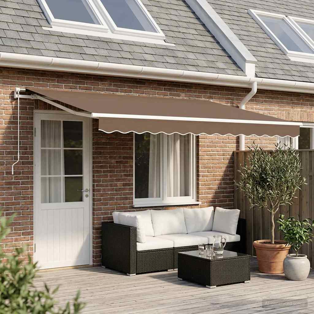 Retractable Awning Taupe 450 x 350 cm Polyester and Aluminium