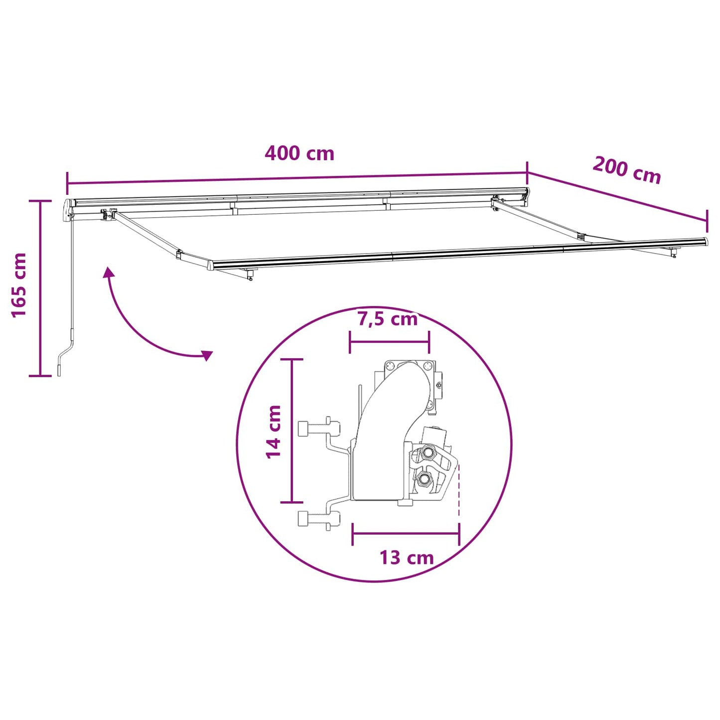 Retractable Awning Taupe 4 x 2 m Fabric