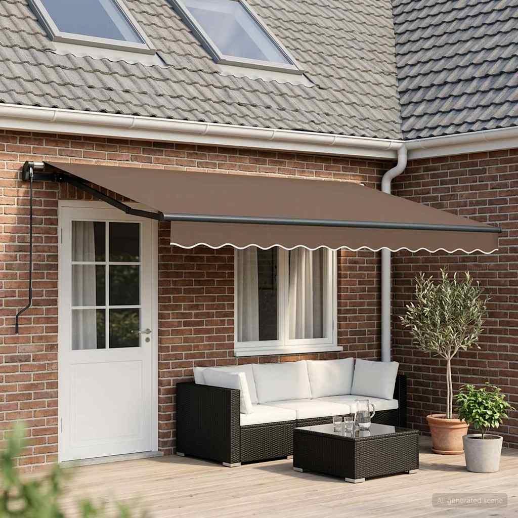 Retractable Awning Taupe 450 x 350 cm Polyester and Aluminium