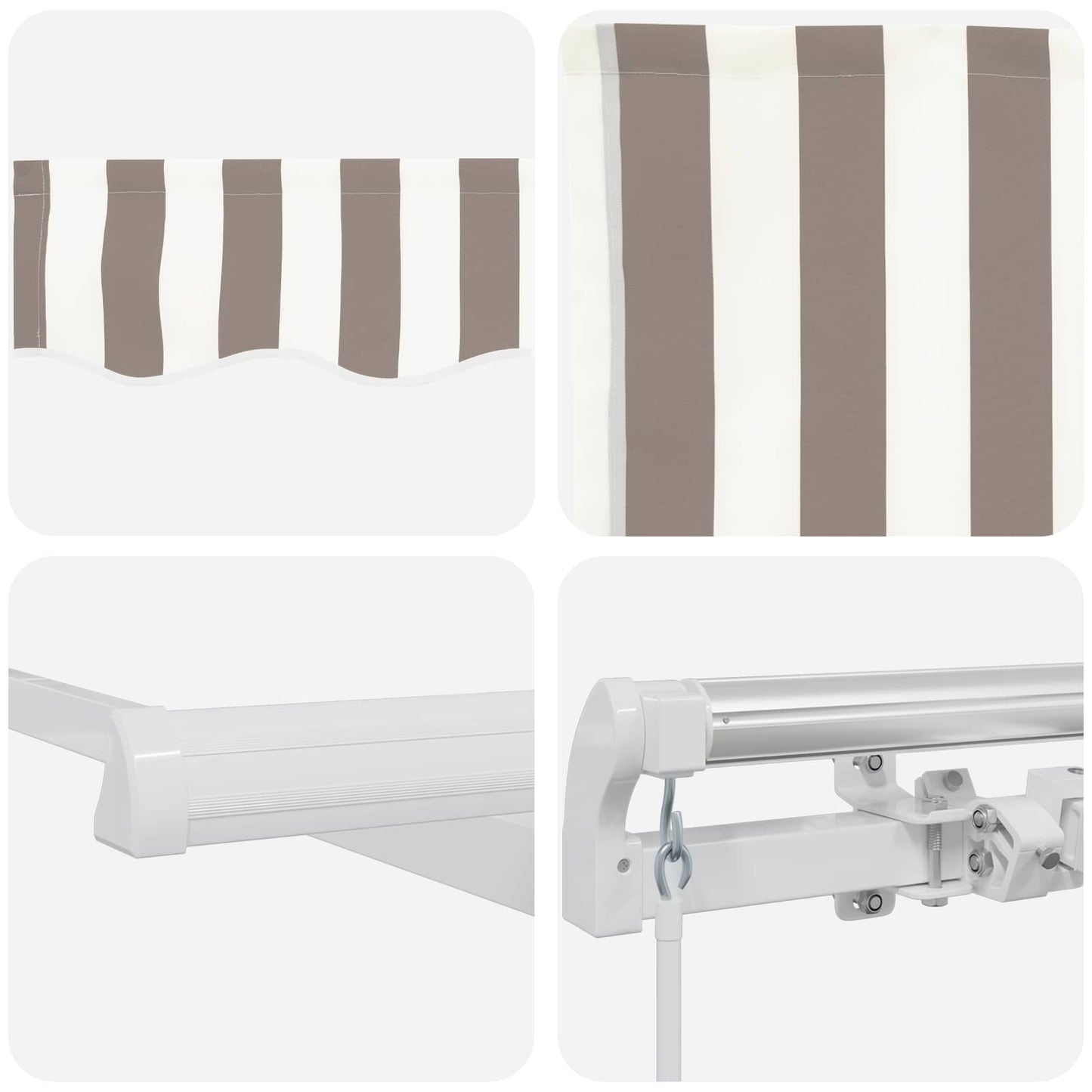 Retractable Awning Light Grey and White 3 x 2.5 m