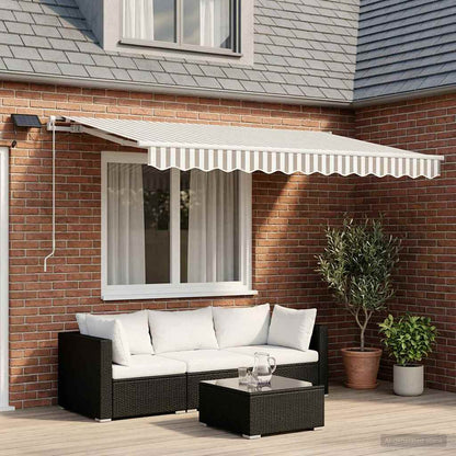 Retractable Awning Light Grey and White 300 x 250 cm