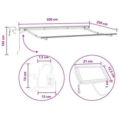 Retractable Awning Taupe 300 x 250 cm Fabric and Aluminium
