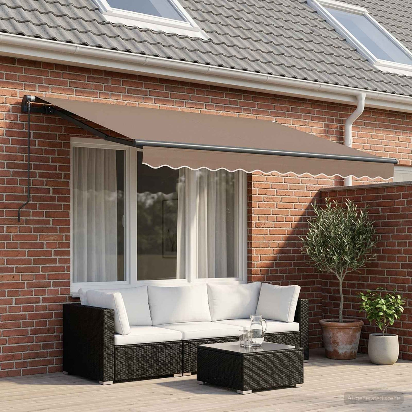 Retractable Awning Taupe 300 x 250 cm Polyester and Aluminium
