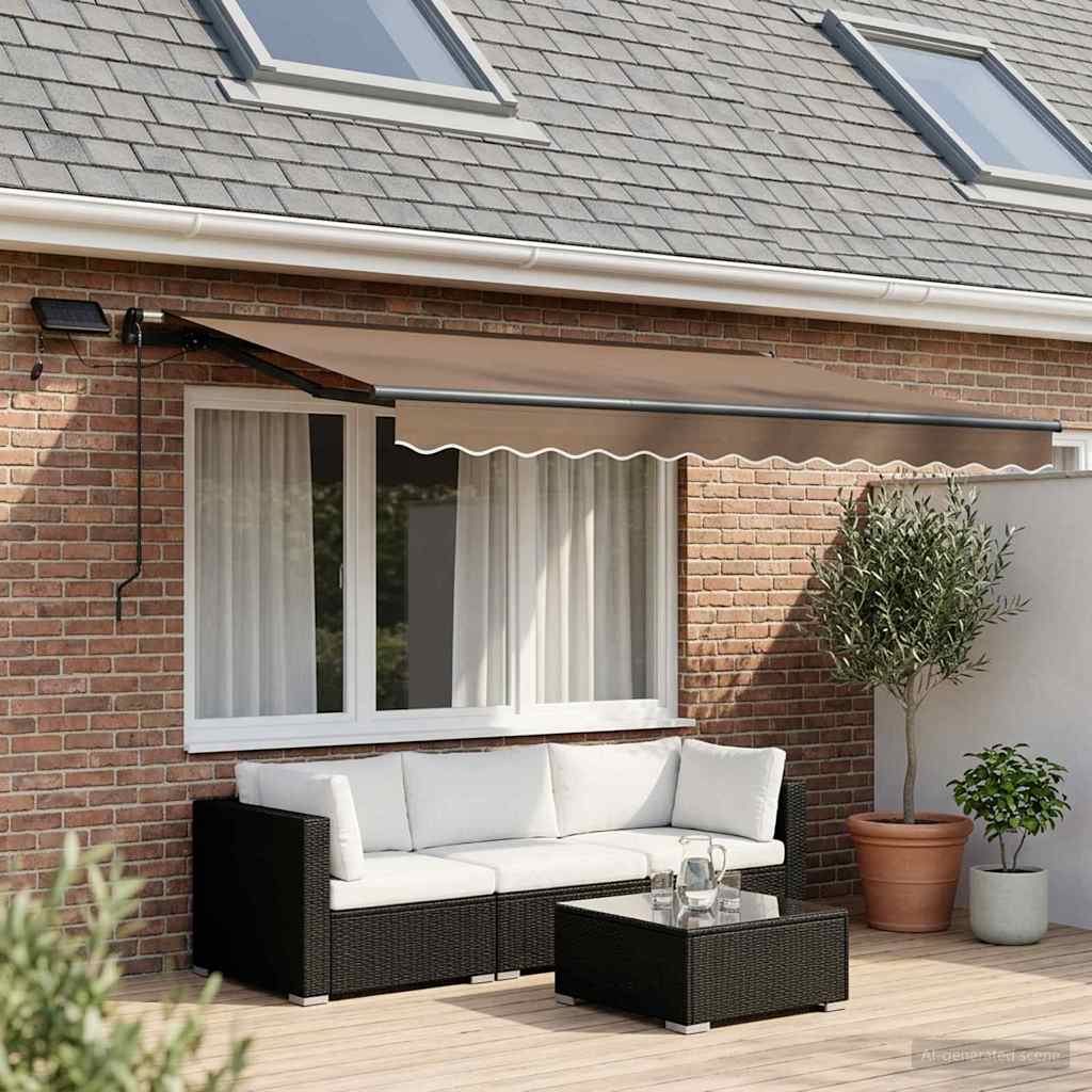 Retractable Awning Taupe 350 x 250 cm Fabric and Aluminium