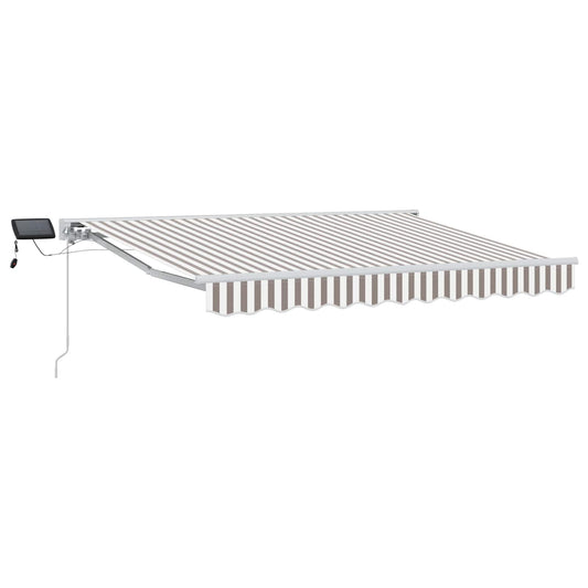 Manual Awning Frame with LEDs Light Grey and White 3 x 2.5 m