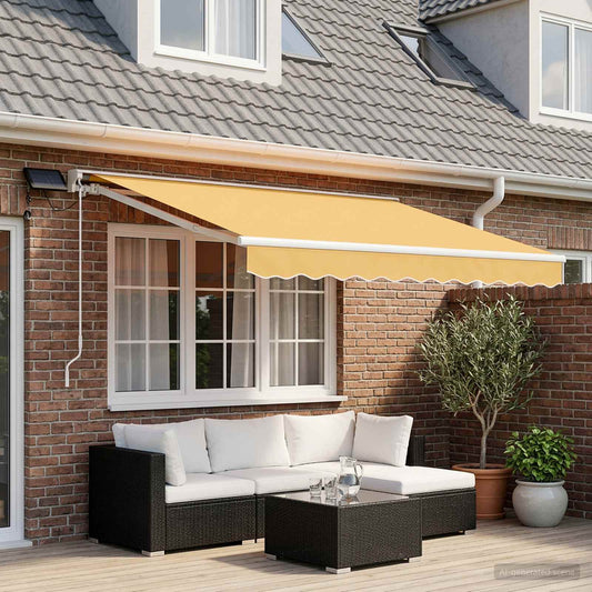 Manual Awning Frame with LEDs Sand 3 x 2.5 m