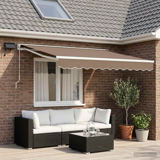 Manual Awning Frame with LEDs Taupe 3 x 2.5 m