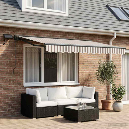Manual Awning Frame with LEDs Light Grey and White 3 x 2.5 m