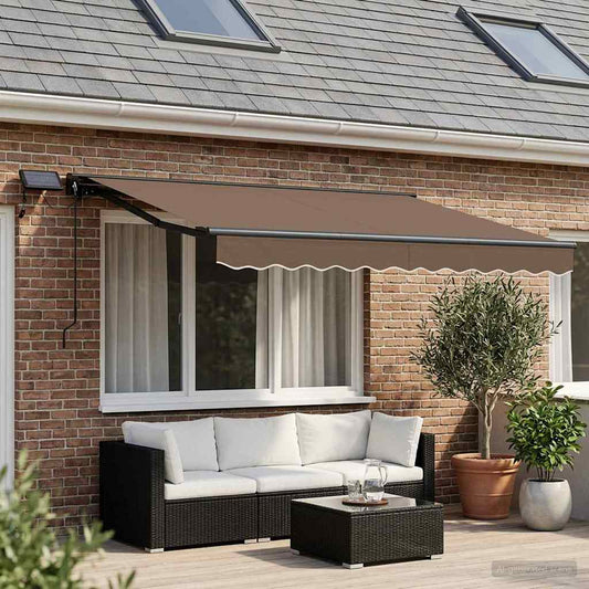 Manual Awning Frame with LEDs Taupe 3 x 2.5 m