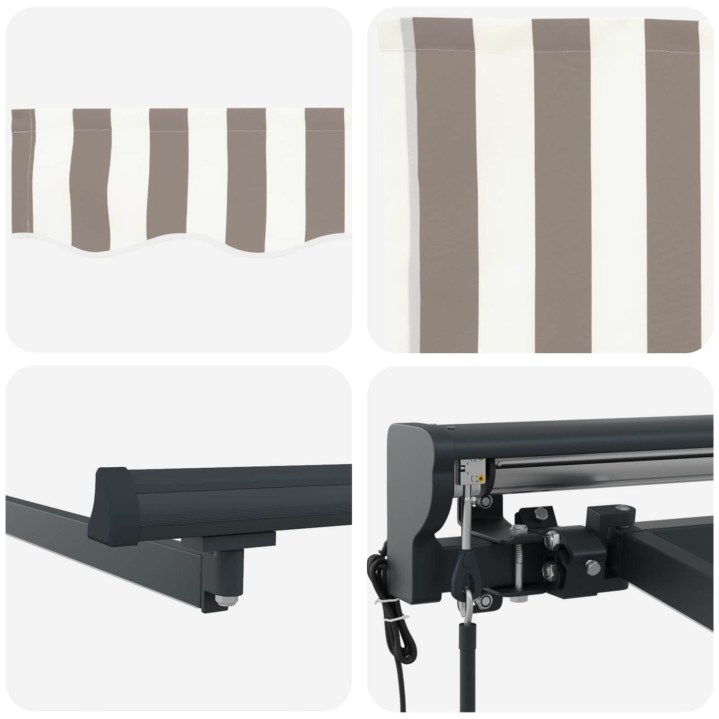 Electric Retractable Awning Light Grey and White 3 x 2.5 m