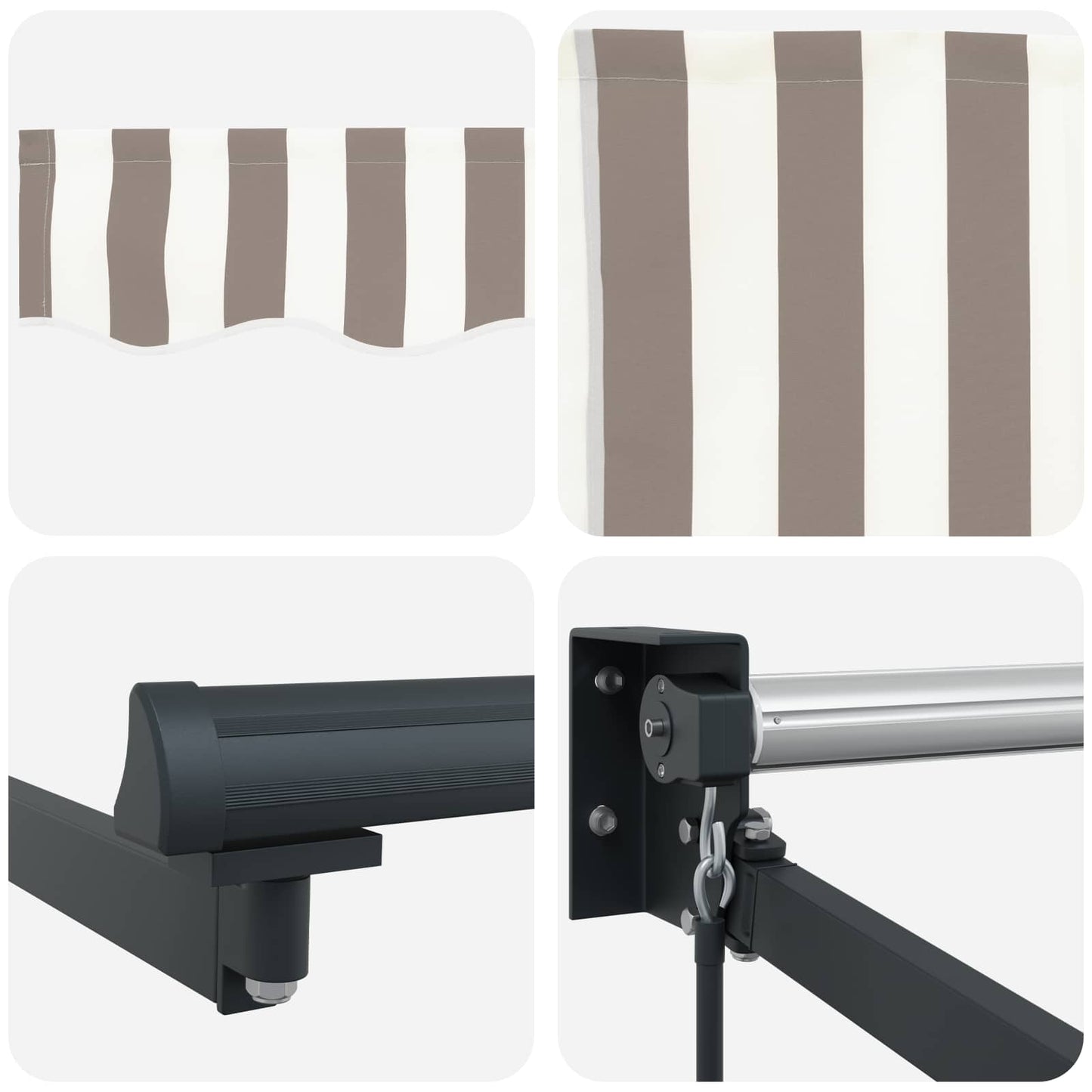 Manual Retractable Awning with LEDs Light Grey and White