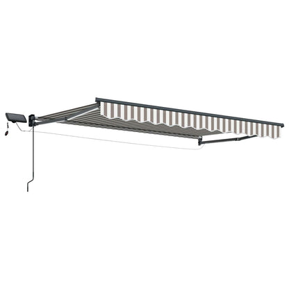 Manual Retractable Awning with LEDs Light Grey and White
