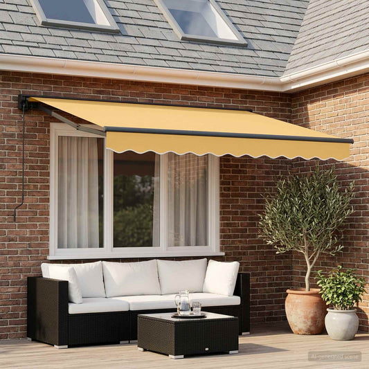 Retractable Awning Sand 3.5 x 2.5 m Polyester and Aluminium