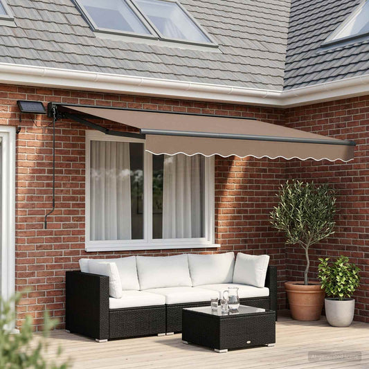 Manual Awning Frame with LEDs Taupe 3.5 x 2.5 m