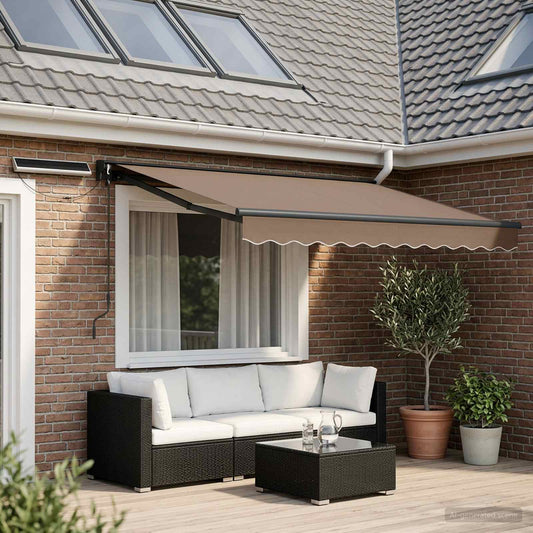 Electric Retractable Awning Taupe 3.5 x 2.5 m