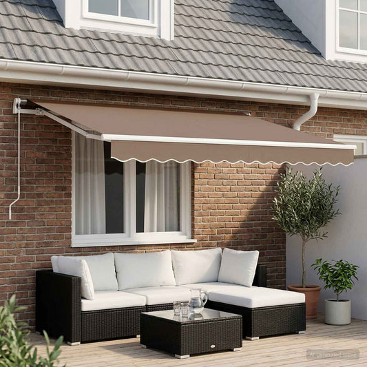 Retractable Awning Taupe 400 x 300 cm Polyester and Aluminium