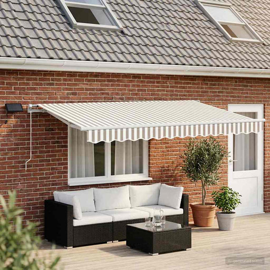 Retractable Awning Light Grey and White 600 x 300 cm